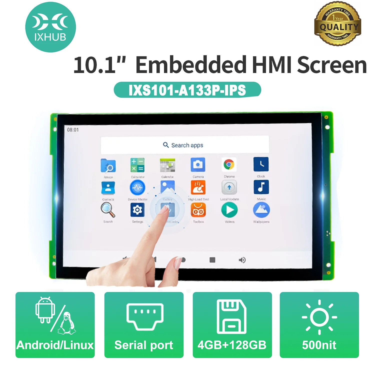 

IXHUB 10,1-дюймовый сенсорный экран IPS для ПЛК HMI Универсальный интегрированный программируемый логический контроллер Емкостный монитор с сенсорным экраном
