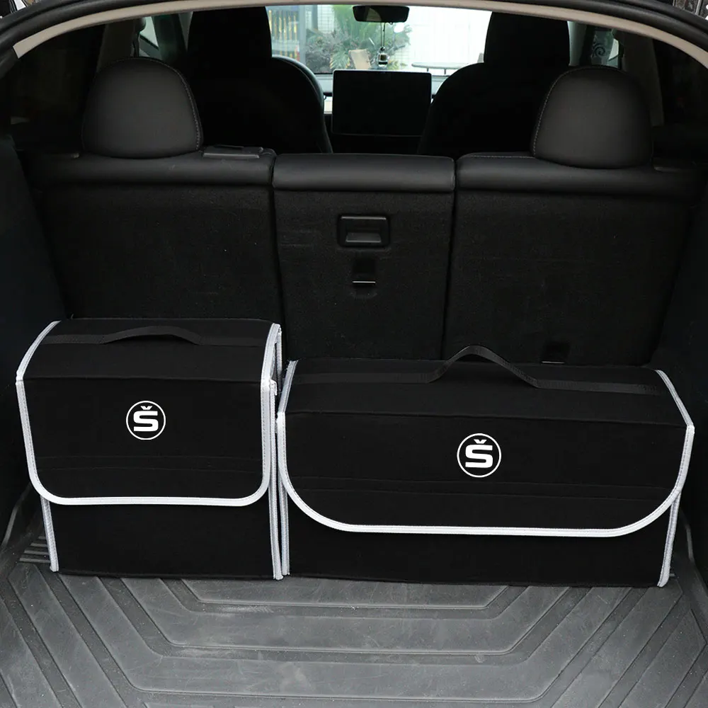 Large Capacity Car Trunk Storage Box Folding Felt Organizer Bag for Skoda S Octavia VII Kamiq Rapid Superb Kodiaq Fabia Felicia