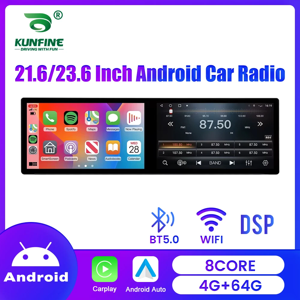 21.6/23.6 Inch Car Radio 2Din Android Carplay Android Auto Headunit WIFI GPS Navigation Car Audio Bluetooth Multimedia Player 