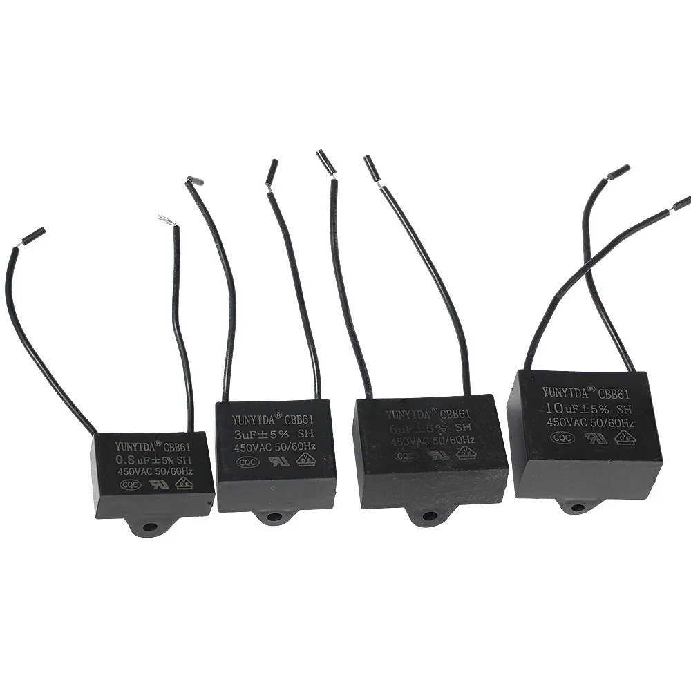 5pcs Per Value CBB61 Series Fan Starting Capacitor 450V 0.8-10UF Diy Electronic Kit