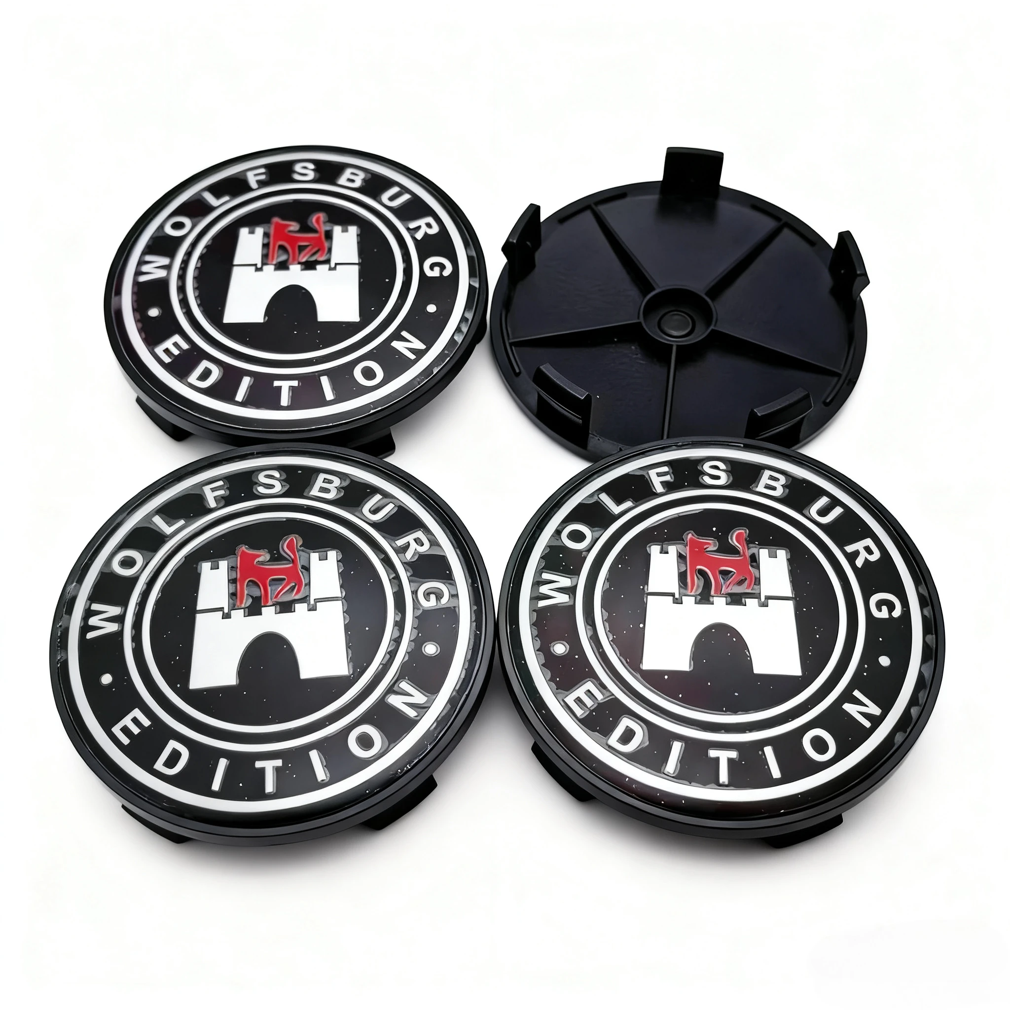 4 قطعة شعار وولفسبورغ شعار سيارة عجلة مركز قبعات 68 مللي متر 63 مللي متر عجلات غطاء محور الذئب شارة حافة Hubcaps غطاء استبدال اكسسوارات السيارات #6