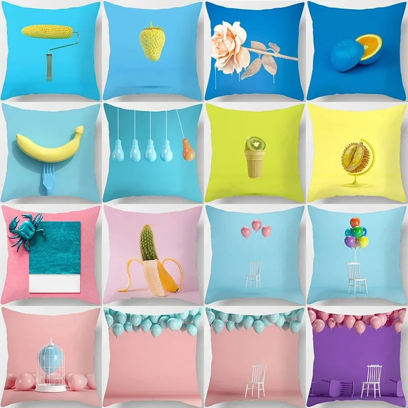 Creative Simplicity Art Cushion Decor Pillowcases Cover Fruit Balloon Throw Pillow Case Sofa Chair Living Room Home Peach Skin