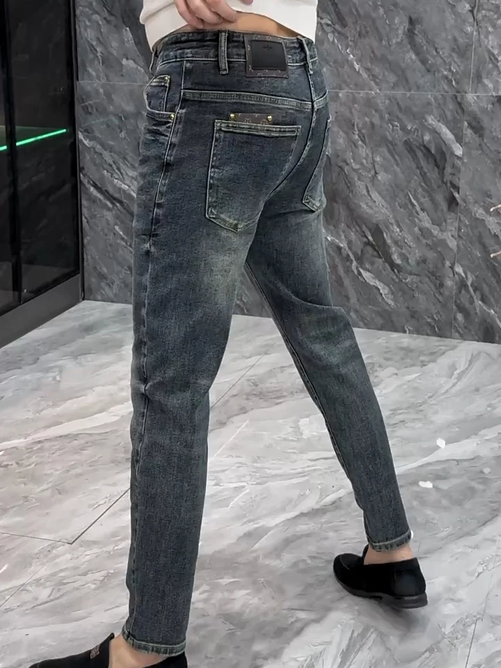 

High Quali Men's Jeans Spring Autumn New Sle Versatile Trendy Premium Feel Cool Busin mid Waist Slim Fit Straight Leg