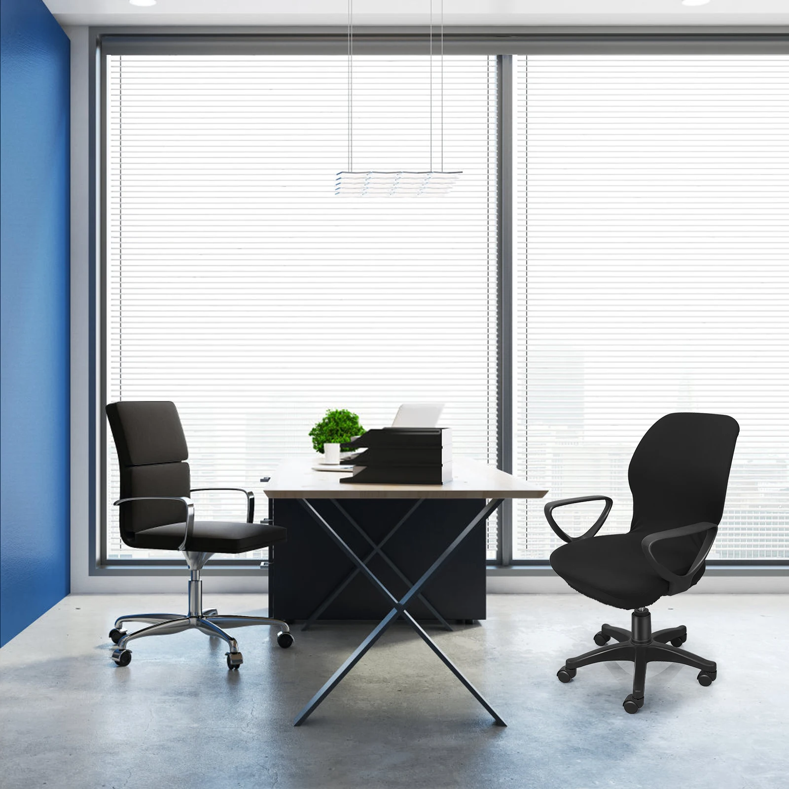 

Rotating Black Office Chair Cover Stretch Removable Slipcover Protector for Computer Desk Chair Anti Slip