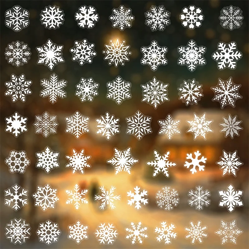 

50PCS Cute White Snowflake PET Sticker Aesthetic Hand Accounting Transparent DIY Children's Decoration Scrapbooking Supplies