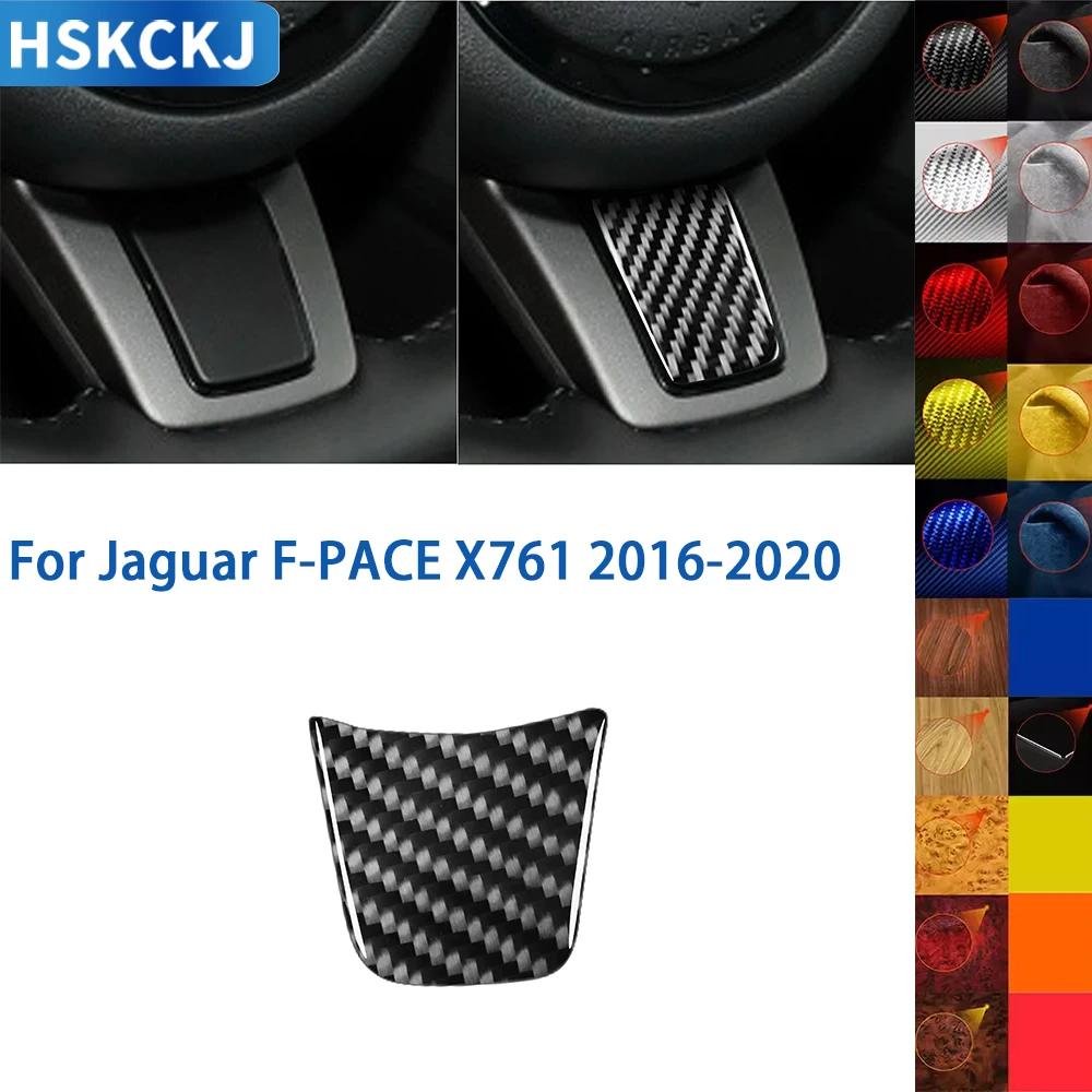 For Jaguar F-PACE 2016 2017 2018 2019 2020 Accessories Carbon Fiber Interior Steering Wheel Button Centre Trim Sticker