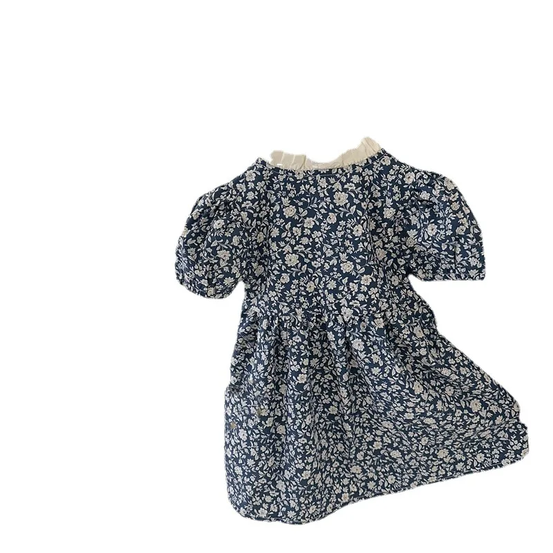 

2026 Summer Girls Floral Pleated Dress, Elegant Tweed Style Princess Gown, Kids Fashion Casual Party Outfit
