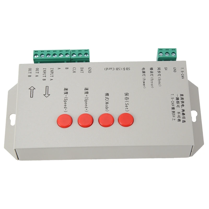 RGB LED Controller T1000S SD Card 2048Pixels Controller For WS2801 WS2811 WS2812B SK6812 LPD6803 LED Strip Light