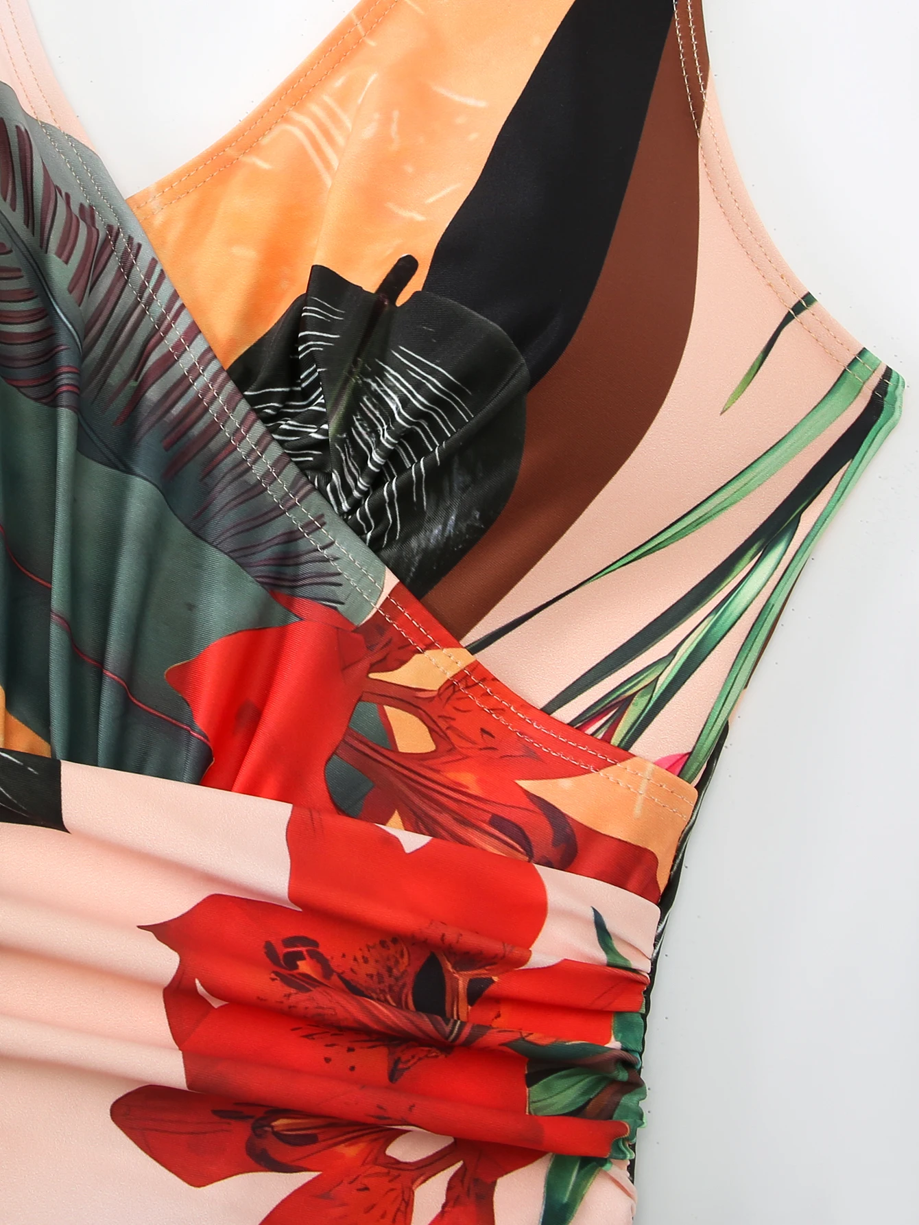 Traje de baño de una pieza con estampado digital retro para mujer, traje de baño de una pieza con cordones para vacaciones en la playa, falda de gasa, conjunto de 2 piezas