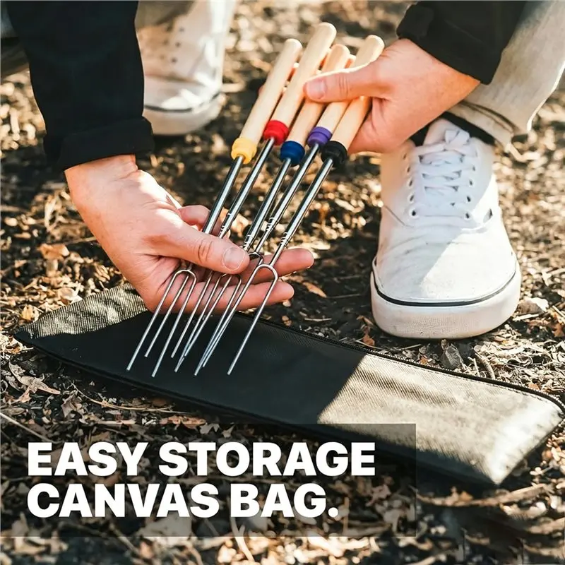 A44U For Camping For Fire Pit 15 Pcs Marshmallow Roasting Sticks For Fire Pit, Smores Sticks Skewers, Smores Kit Long 32Inch