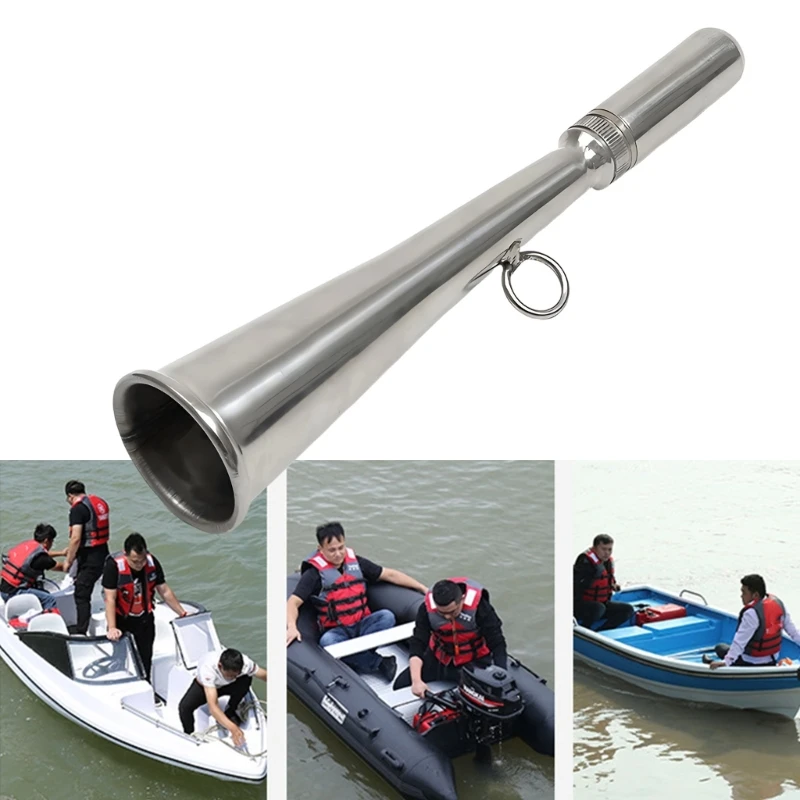 Marine Handheld Foghorn Stainless Steel Loud Air Horn High Decibel Marine Horn for Fishing Boats Yacht Accessories