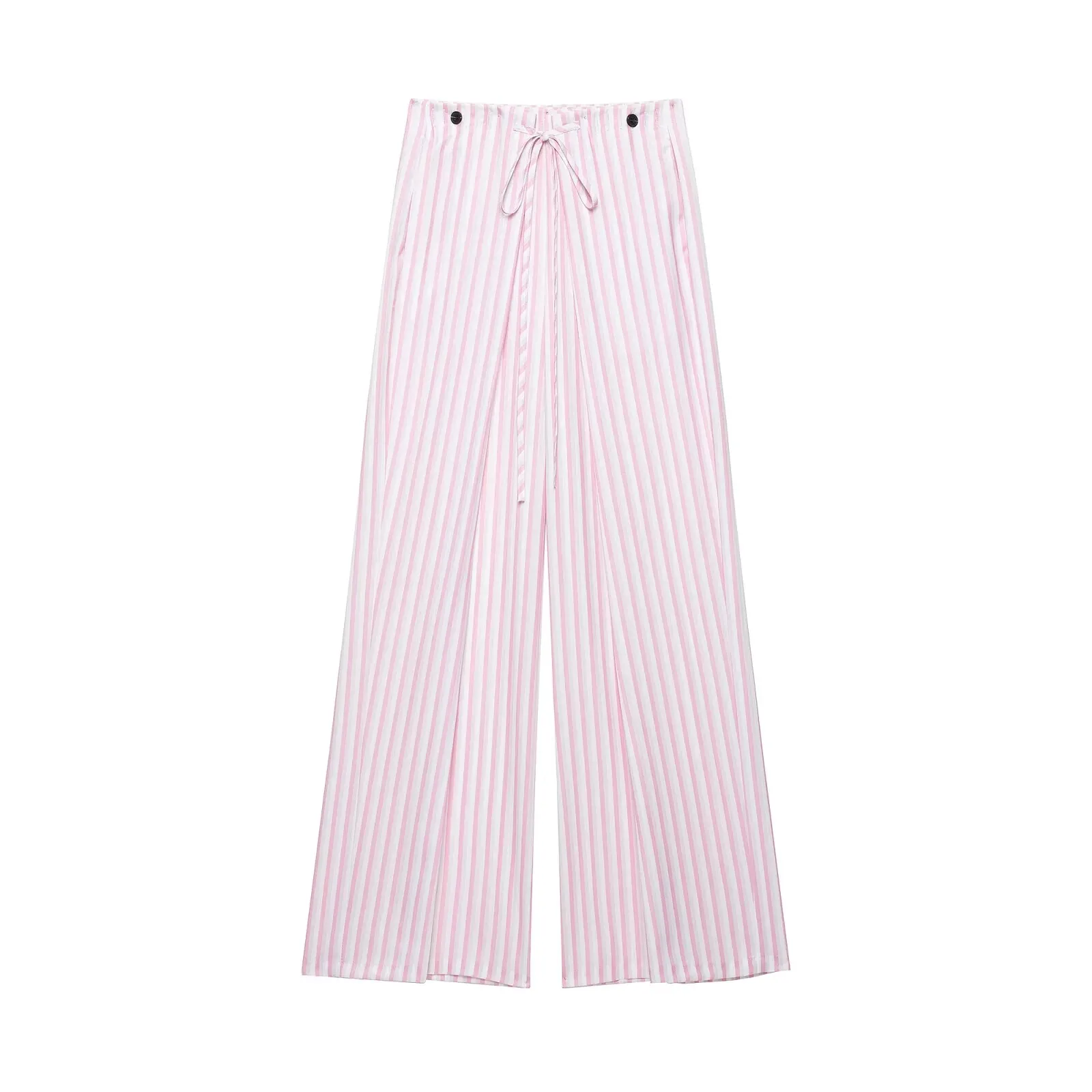 European and American 2026 summer new style simple, fashionable and versatile loose adjustable waist striped straight trousers