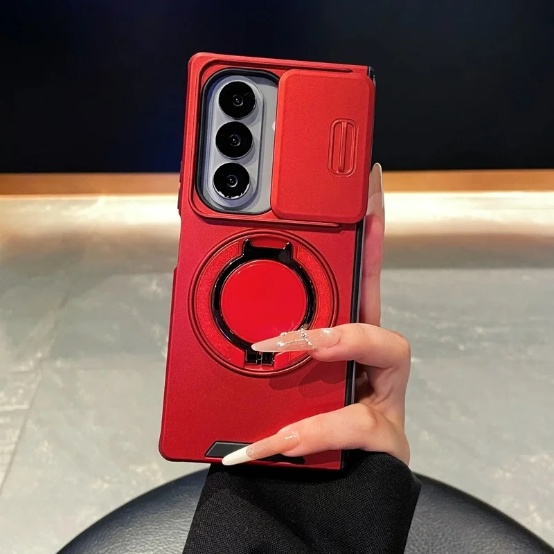 Slide Camera Cover Ring Stand Case For Samsung Galaxy Z Fold 8 Ultra 7 Z Flip 7 FE 6 Shockproof Hinge Protection Cover