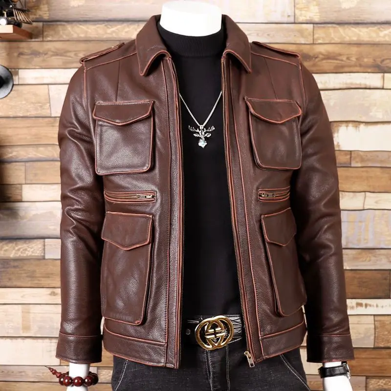 Mens Autumn Long Warm Leather Jacket Coat Men Winter Casual England Style Vintage Fashion Leather Jacket Plus 5XL men clothing
