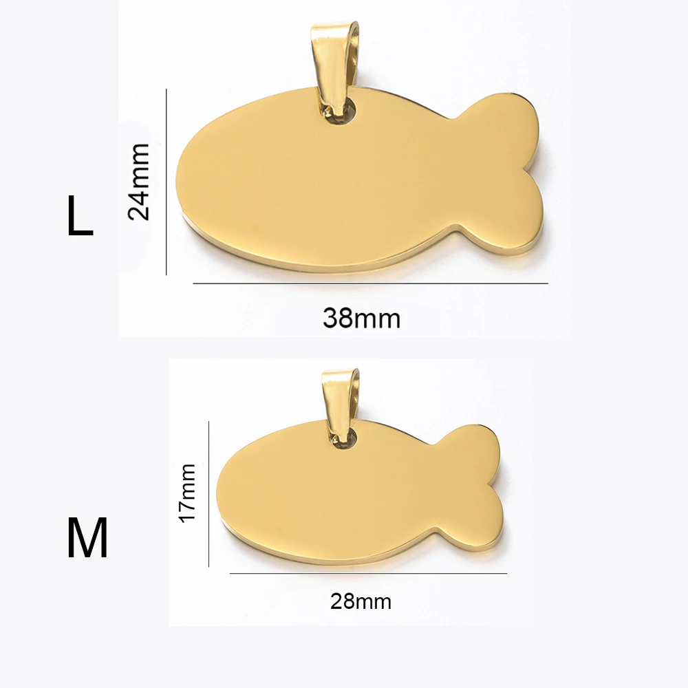 10pcs Fish Stainless Steel Blank Dog ID Tag For Man Pet Tag Name Plate Pendant Engraved Personalized Custom Necklace Keychain