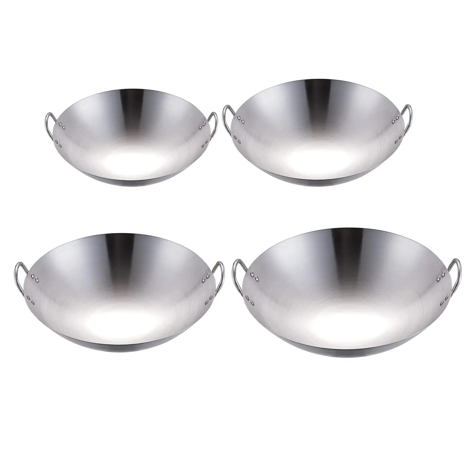 Steel Saute Pan Wok Pan Double Handle Thickened Cookware Heat Resistant