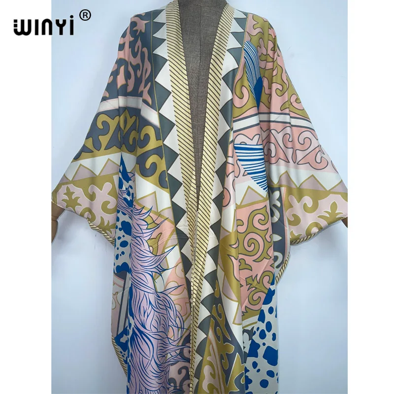 2022 WINYI Africa Summer party Beach Wear Swim Suit elegant women kaftan boho Cardigan colorful sexy Holiday long Sleeve Kimono