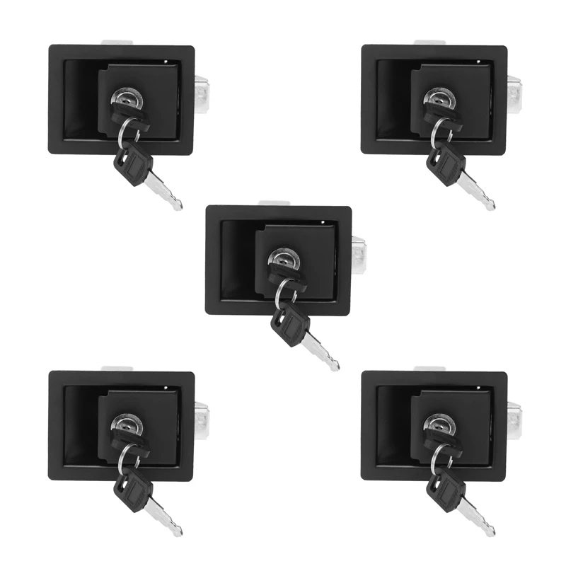 

5X Rv Car Paddle Entry Door Lock Latch Handle Knob Camper-Trailer Pull Type Panel Door Lock