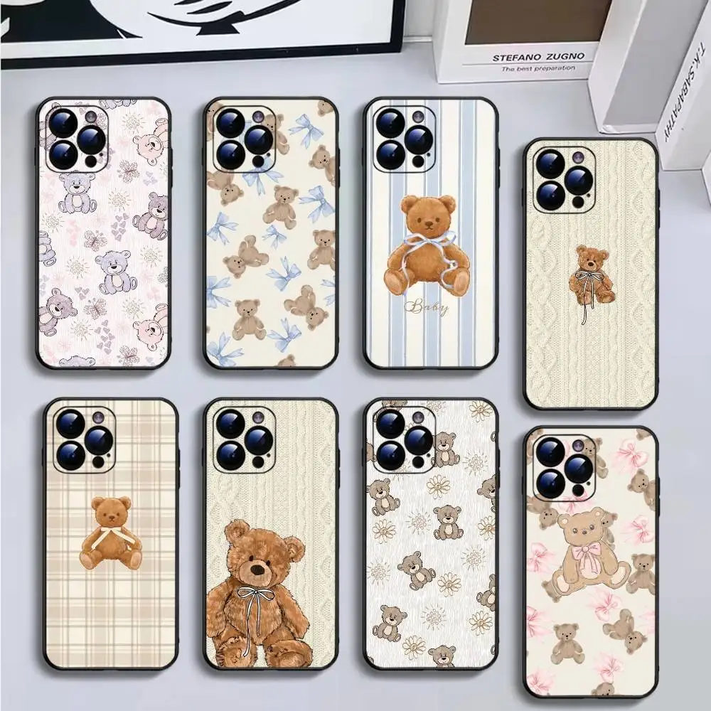 

Lovely bear Phone Case For iPhone16,15,14,13,12,11 Plus,Pro Max,XS,X,XR,SE,Mini,8,7,Soft Black Cover