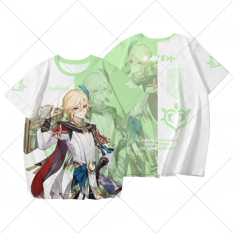 T-shirt imprimé 3D du jeu Genshin Impact pour hommes et femmes, Costumes de cosplay, Arlecchino, Clorinde, Kinich, Kachina, Mualani, Sigewinne, Charlotte