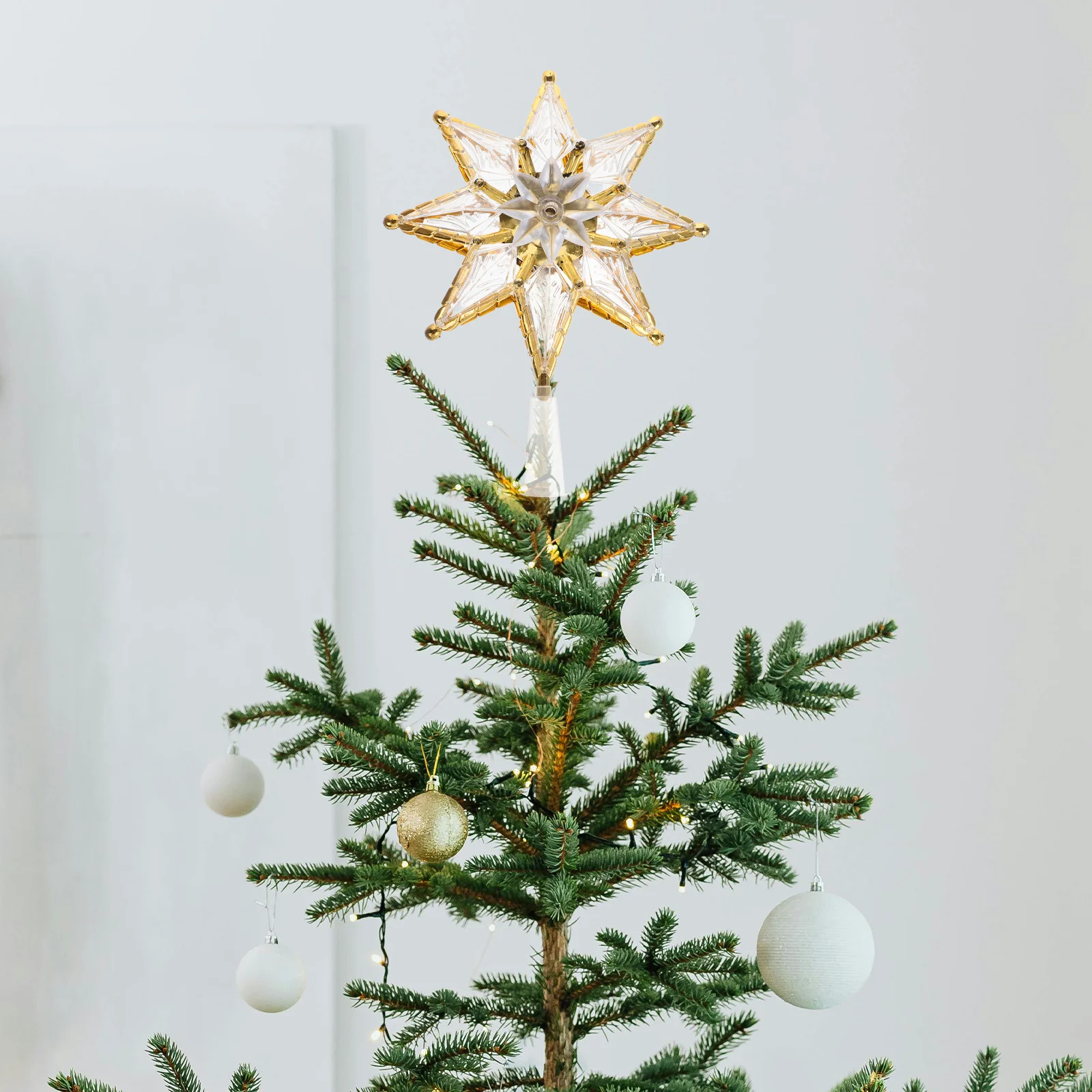 

Elegant Large Star Shaped Tree Topper with LED Lights Christmas Holiday Decor for Living Room Office Supermarket Shine