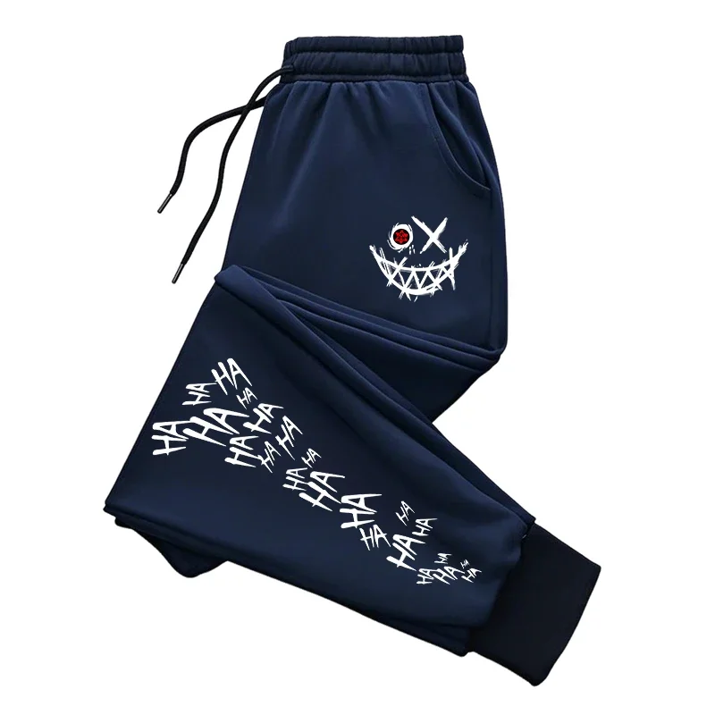 Punk‑styled creepy face graphic artwork print relaxed loose sweatpants men hip hop sports casual jogger pants modern cut