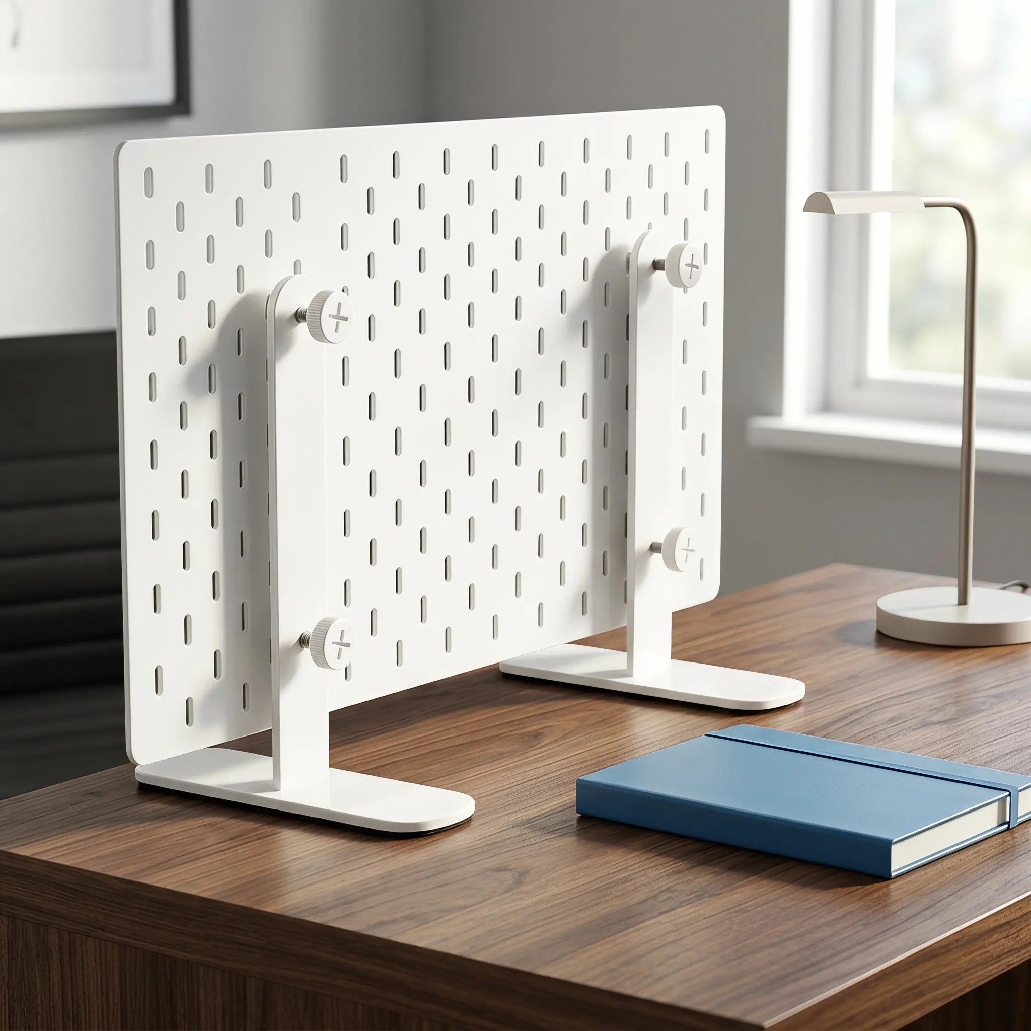2Pcs Metal Pegboard Desk Brackets T-Shaped Stand Tabletop Pegboard Fixing Parts for Office Workshop Storage Peg Board Brackets