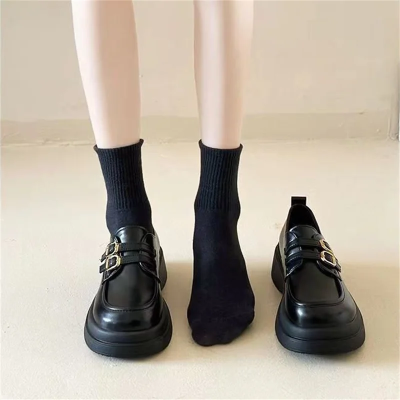 2026 Trending Spring Autumn British Style Platform Loafers, Casual Versatile Hook-and-Loop Elevated Shoes for Women