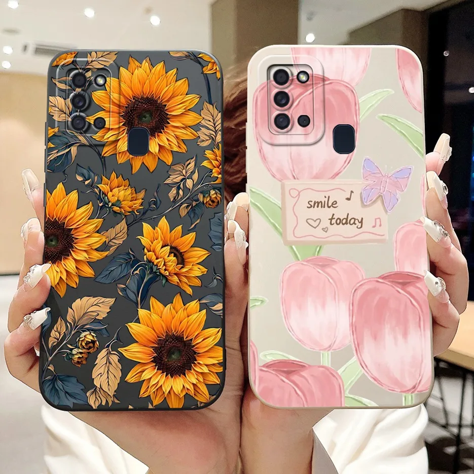 For Samsung Galaxy A21s Case SM-A217F New Luxury Candy Painted Cover Soft Silicone Phone Case For Samsung A21s A 21 s A217F Bags