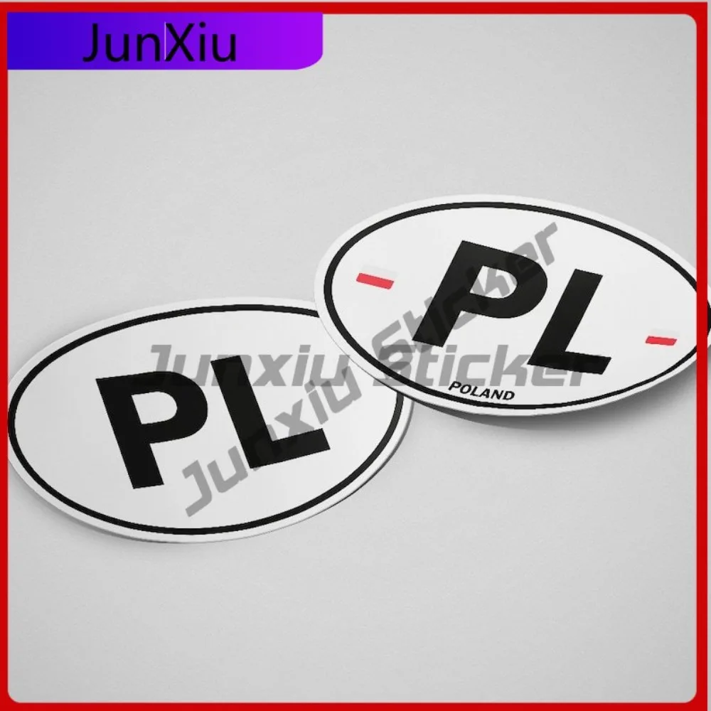 

Poland Flag Sticker Oval-shaped White and Black Country Cool Car Windows Laptops Scratch Proof Waterproof Vehicle Decor Auto