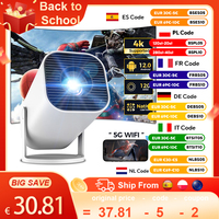 Smart Mini Projector 4K Android 12.0 720P Native 1280*720P Dual WIFI6 BT5.0 Outdoor Portable 180°Rotable Cinema Beam Projector