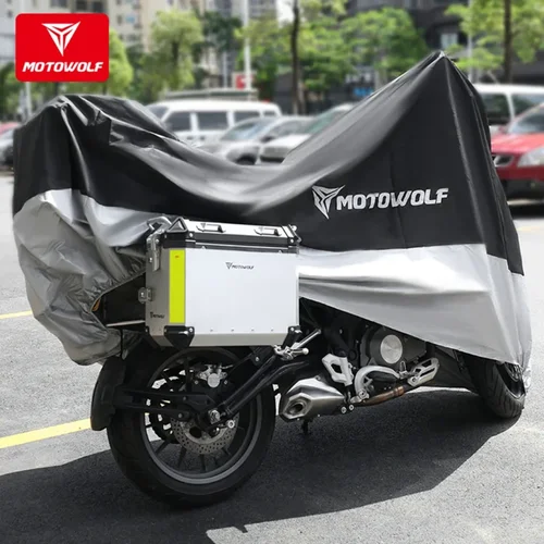 Imagen 2 del producto MOTOWOLF Oxford Funda impermeable para scooter - Protector universal para motocicletas para todo tipo de clima, anti-UV a prueba de polvo con orificios de bloqueo