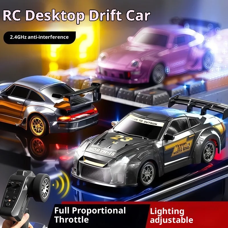 신형 1:43 RC 풀 프로포션 드리프트 카 고속 GTR 원격 조종 장난감 차량 자이로 스티어링 스로틀 사륜구동