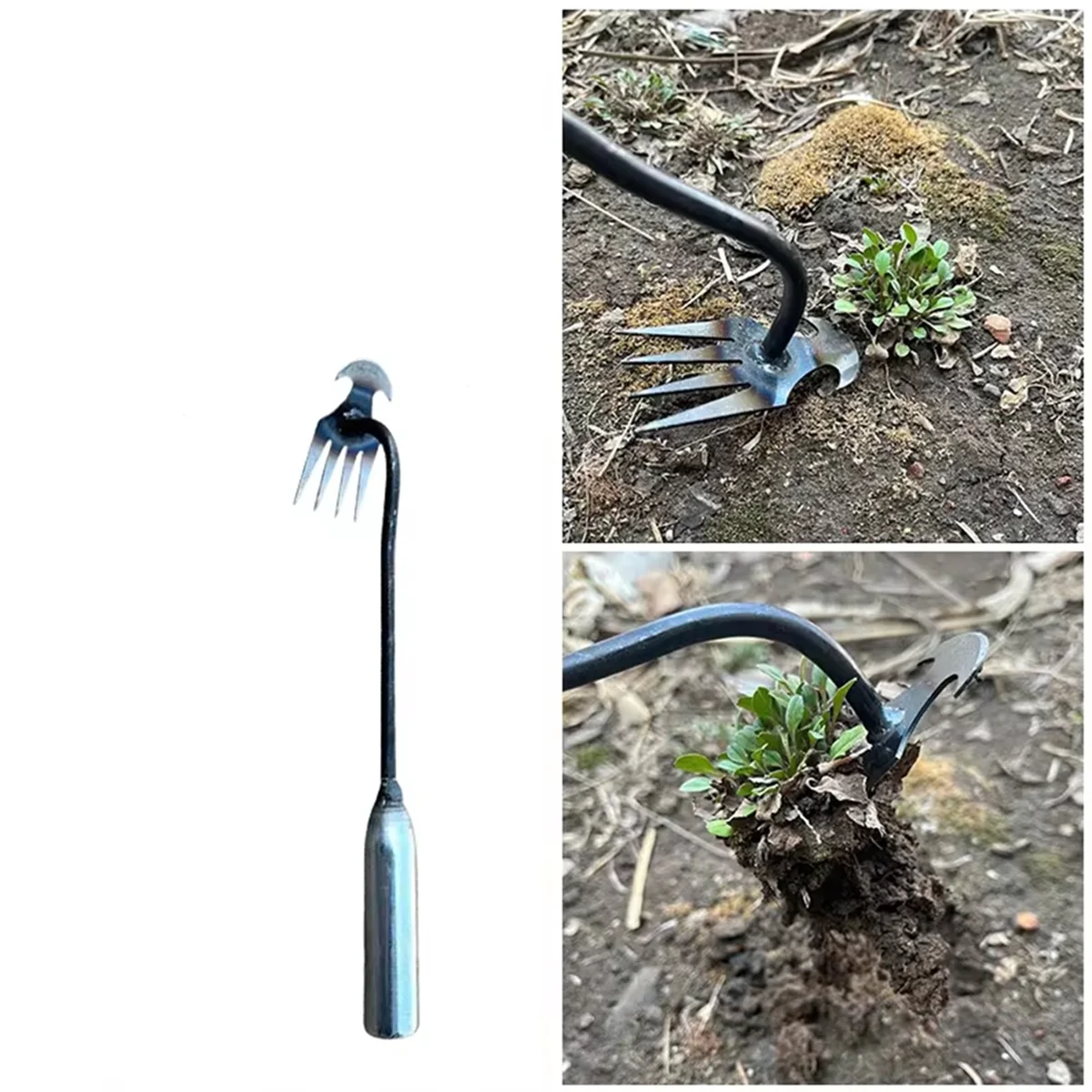 A83Z Garden Weeder Rake Tools Manual Weed Grass Rooting Shovel Metal Loosening Soil Digging Agricultural Tool