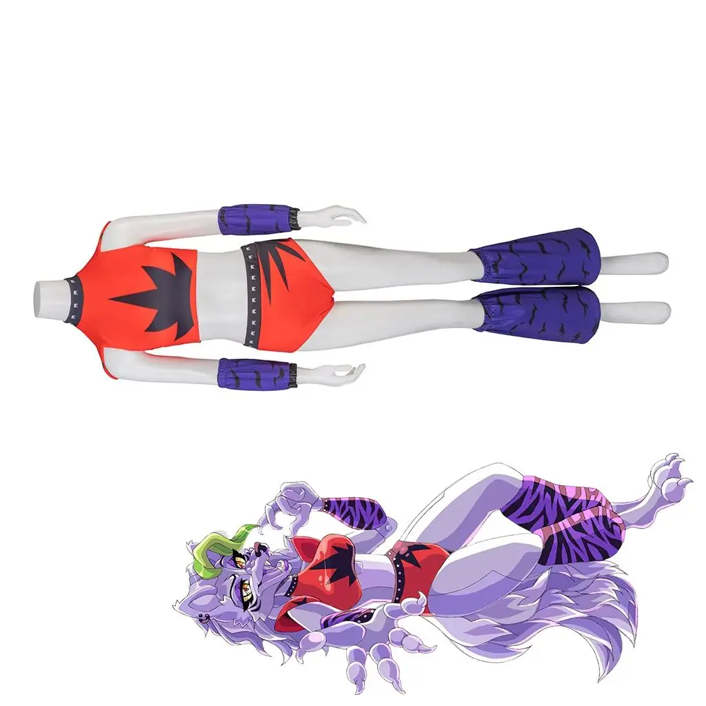

Roxy Wolf Cosplay Game Costume Women Sexy Crop Top Panties Full Set Carnival Theme Party Combat Suit Stage Show Uniform