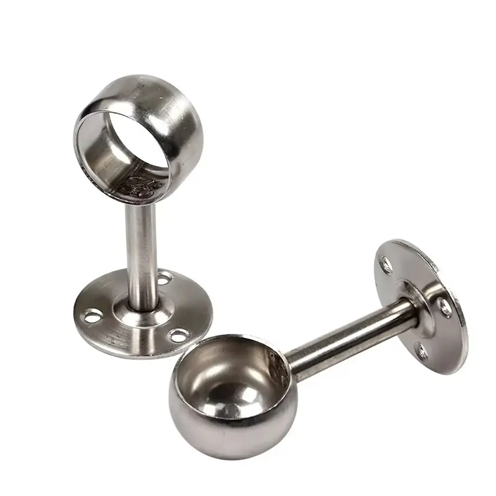 1 Buah Braket Pipa Baja Tahan Karat 19/22/25mm Penyangga Pipa Setengah/Seluruhnya Terbuka untuk Rel Lemari, Penyangga Flens untuk Tiang Gantungan Baju, Batang Gorden