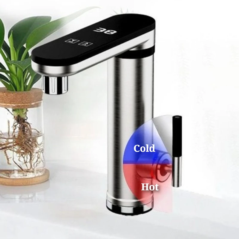 Electric Heating Faucet Stainless Steel Kitchen Sink Quick Heated Faucet Hot Cold Adjustable Convenient Bathroom Accessories