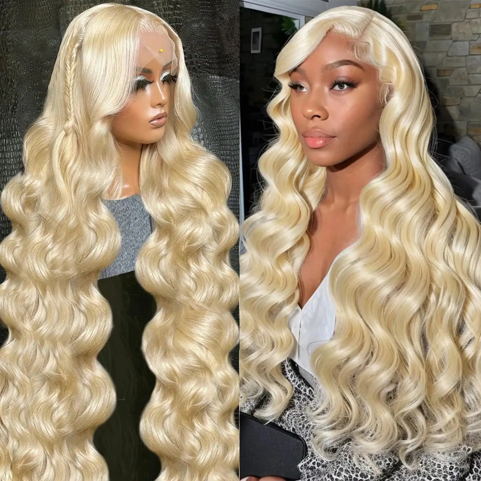 40Inch 613 Body Wave Blonde 13x6 Hd Lace Frontal Human Hair Wig Brazilian Color Water Wave Lace Front Wig For Women 250% Density