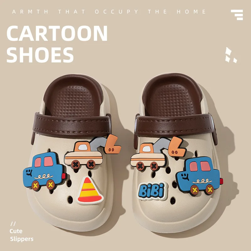 

Summer Children's Slippers Cartoon Car Boys Girls Outdoor Beach Shoes Fashion Comfortable EVA Clogs Kids Toddler Garden Sandals