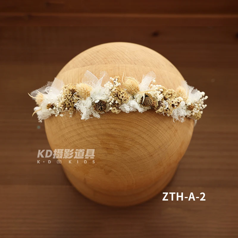 Fascia per capelli con fiori artificiali Accessori per fotografia per bambini Luna piena Neonata Ragazzo Copricapo floreale regolabile Puntelli per foto neonato