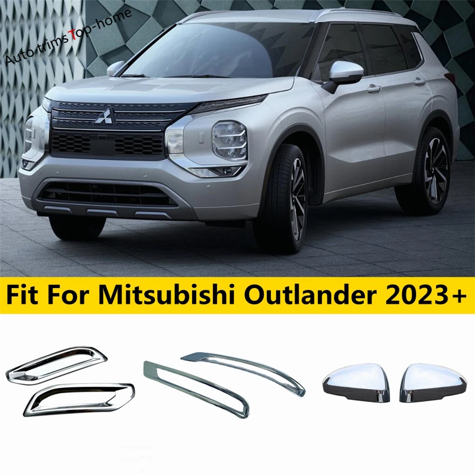 

Chrome Rearview Mirror Protector / Rear Bumper Fog Light Lamp Decor Frame Cover Trim Fit For Mitsubishi Outlander 2023 2024