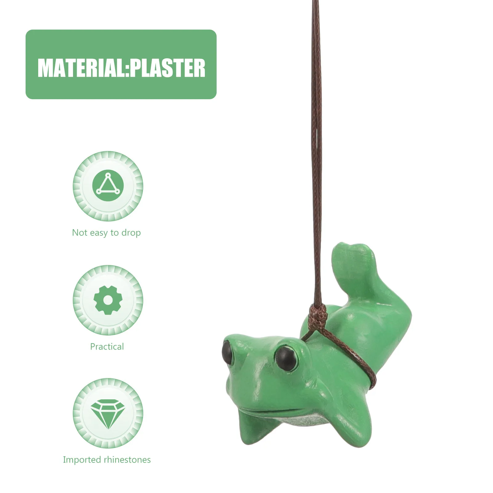 Frog Car Ornament Rear View Mirror Pendant Sturdy Plaster Construction Raised Buttocks Design Eye Catching Interior Decor Modern