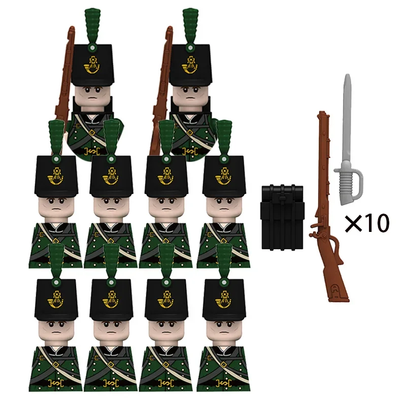 Kids Toys 10Pcs/Lots Napoleonic Wars British Infantry French Grenadiers Dutch Cavalry Military Soldiers Mini Arms Blocks Suits