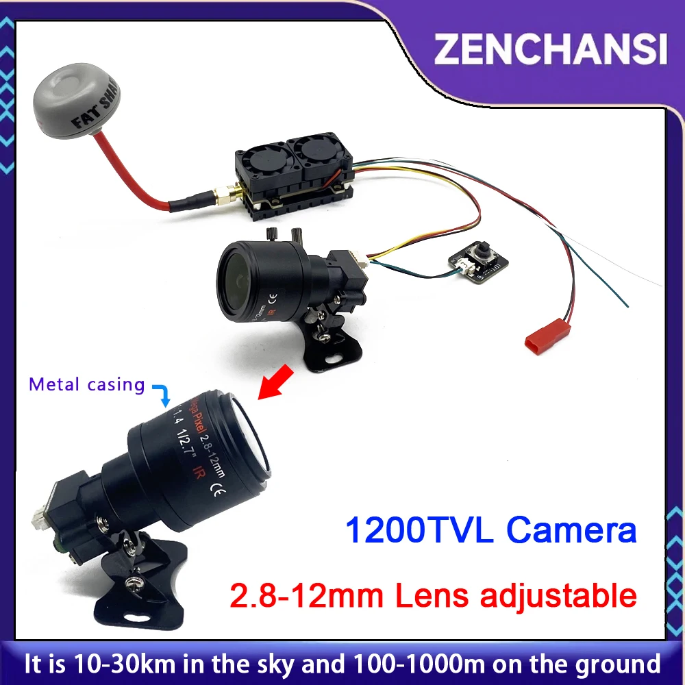 Over 30km FPV Suit 5.8G 48CH 5500mW FPV Wireless VTX Transmitter and 2.8-12mm adjustable camera 1200TVL for Long Range FPV Drone