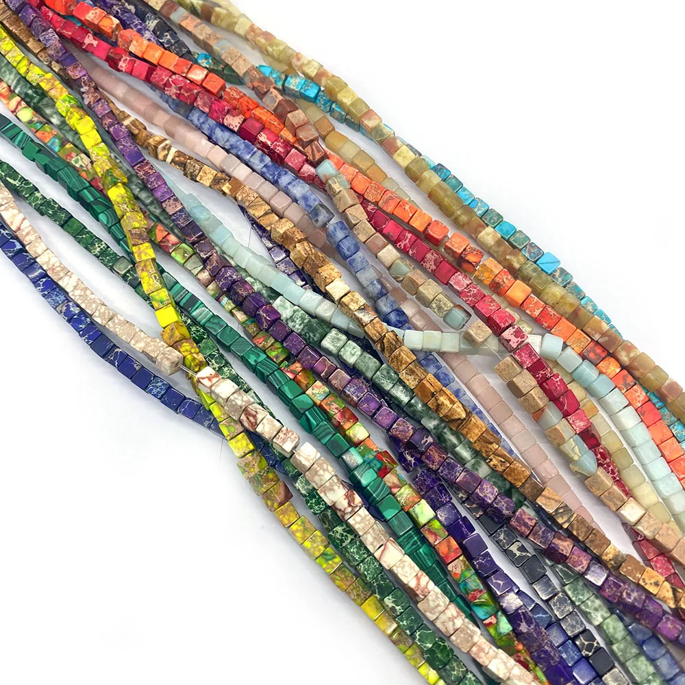 

Colorful Natural Imperial Jasper Polished Square Straight-Hole Loose Beads Exquisite DIY Jewelry Accessories Necklaces Bracelets