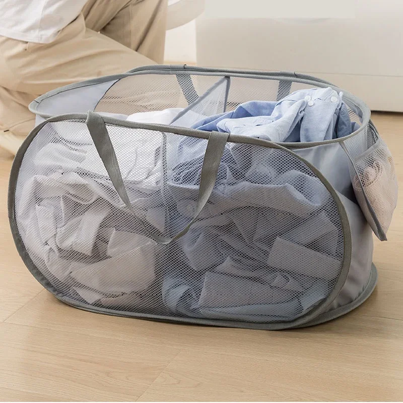 

Household Folding Basket Mesh Breathable Mildew Proof Storage Box Multifunction Adult Child Clothes Sort Organizing Tool