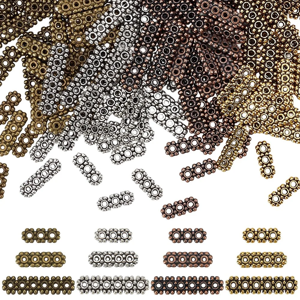 240Pcs 12 Styles Style Alloy Spacer Bars Rectangle Mixed Color 10.5~20x4.3~5mm Hole: 1~1.5mm 20pcs/style