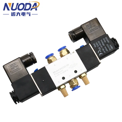Imagen 2 del producto Válvula Solenoide de alta calidad 220V neumática 4V220-08 aire 5 vías 2 posiciones 1/4quot bobina aleación interna DC 12V DC 24V AC110V