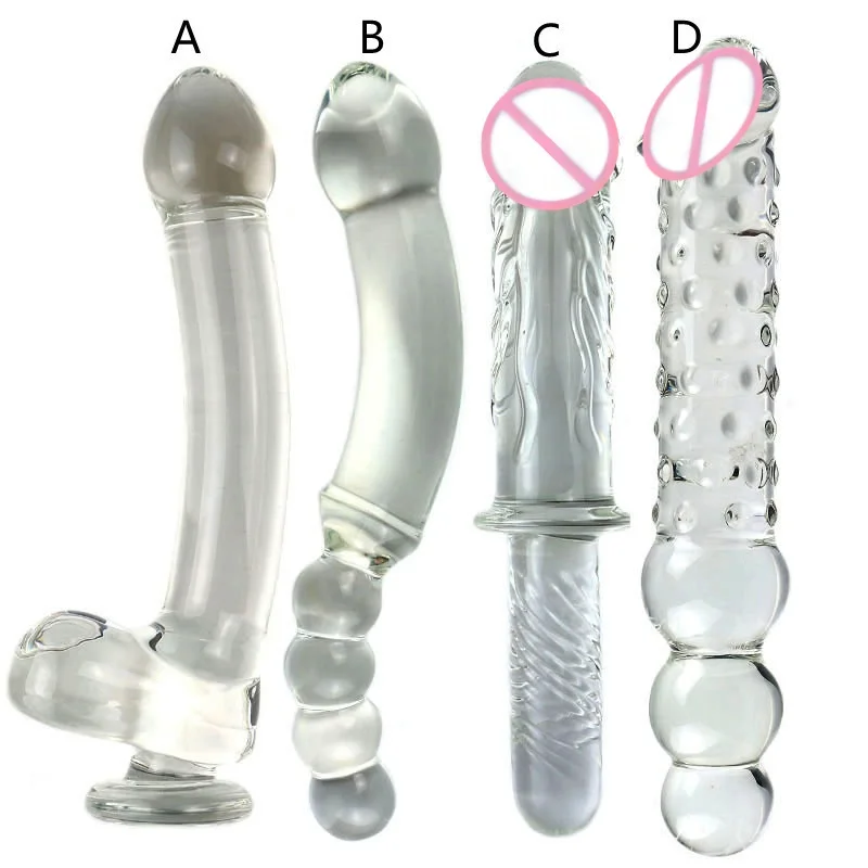 قضيب اصطناعي زجاجي شفاف كبير جدًا مصمم حديثًا لتحفيز البظر/G-spot ومقبس شرجي مدلك، لعبة جنسية للبالغين 18+