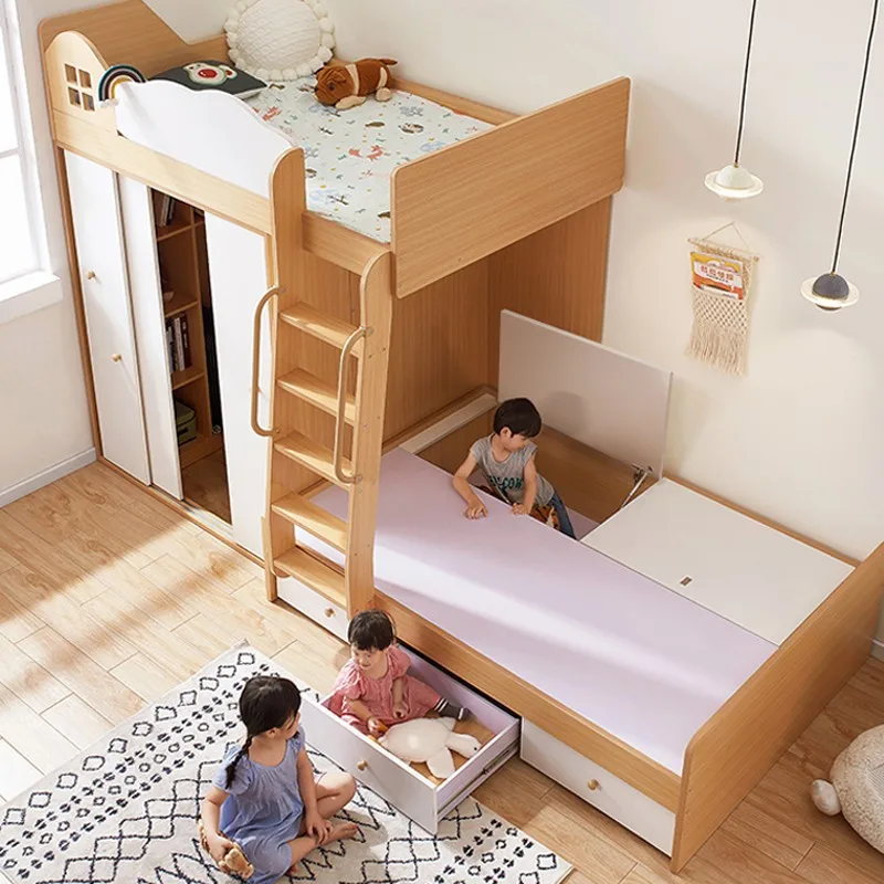 Staggered upper and lower Multifunctional combination cloakroom Mother and child bed apartment Go to bed and lower cabinet